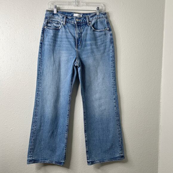 LOFT Petite High Rise Wide Leg Jeans Bright Mid Indigo Wash 28/6 - Picture 2 of 12